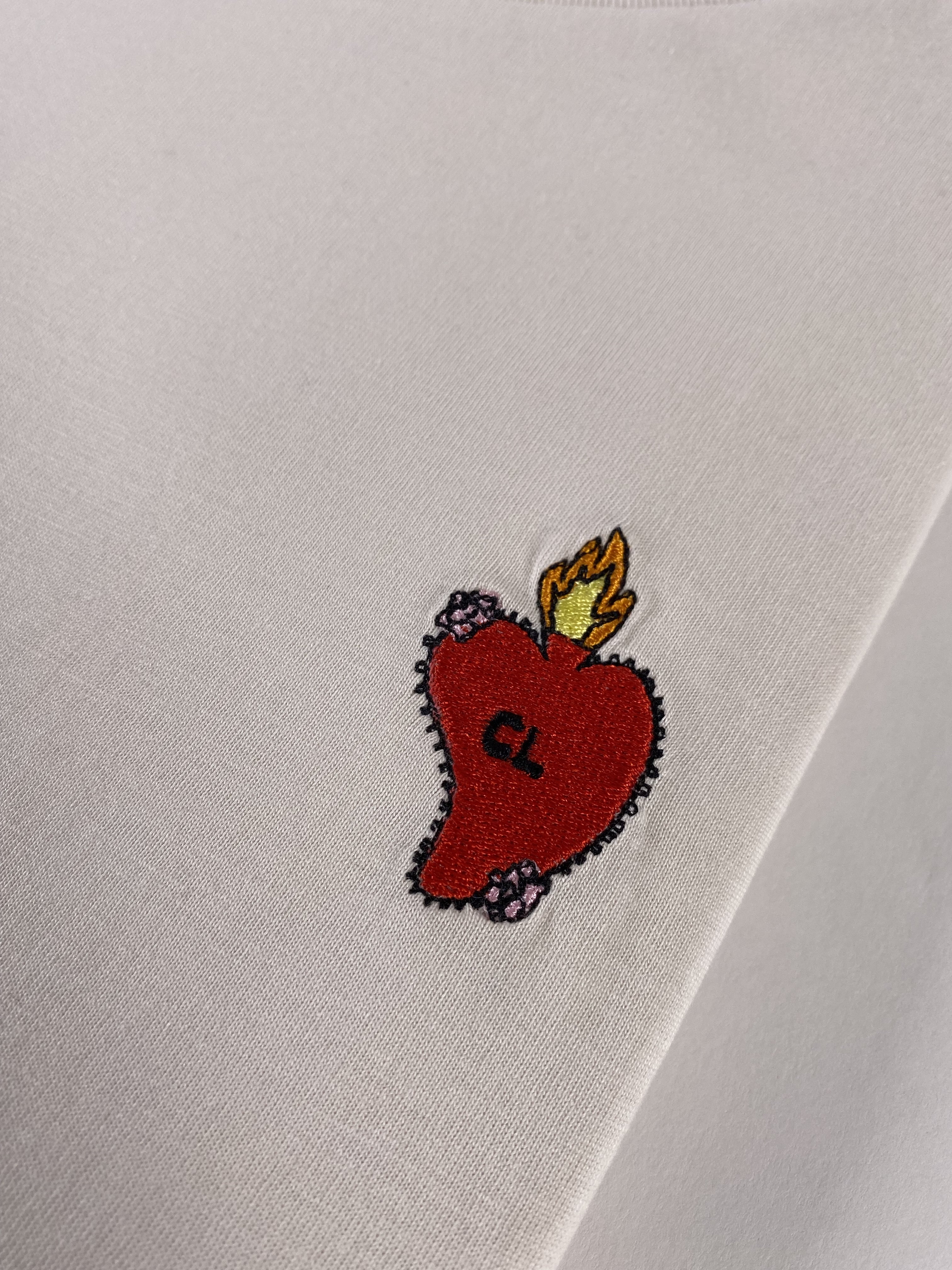 T-shirt - Blanc - broderie "cœur"